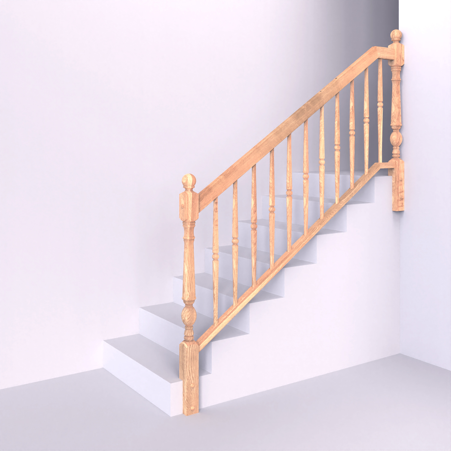 Dřevěné zábradlí s hranatými sloupky se svislou soustruženou výplní