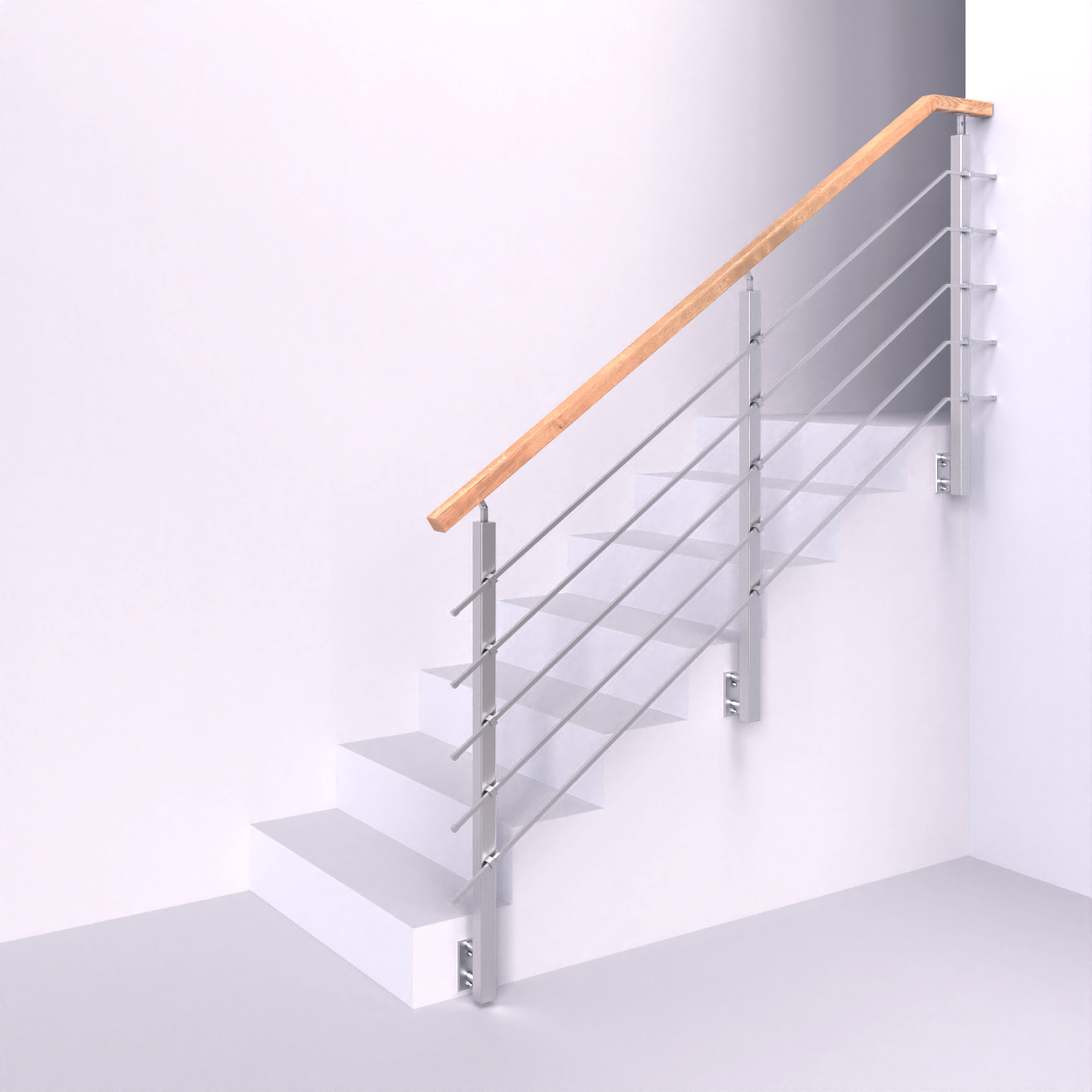 Nerezové zábradlí – hranaté sloupky s vodorovnou výplní