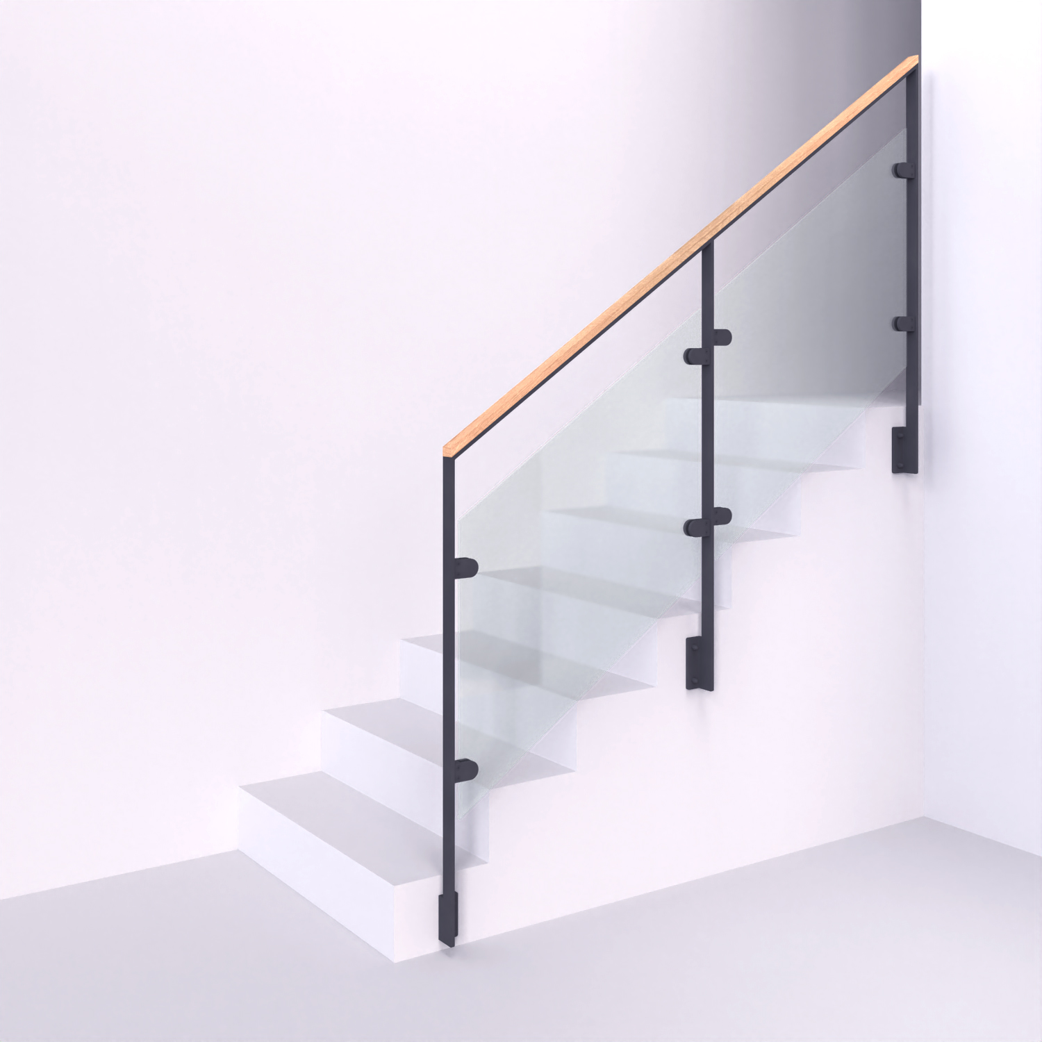 Ocelové pásovinové zábradlí se skleněnou výplní