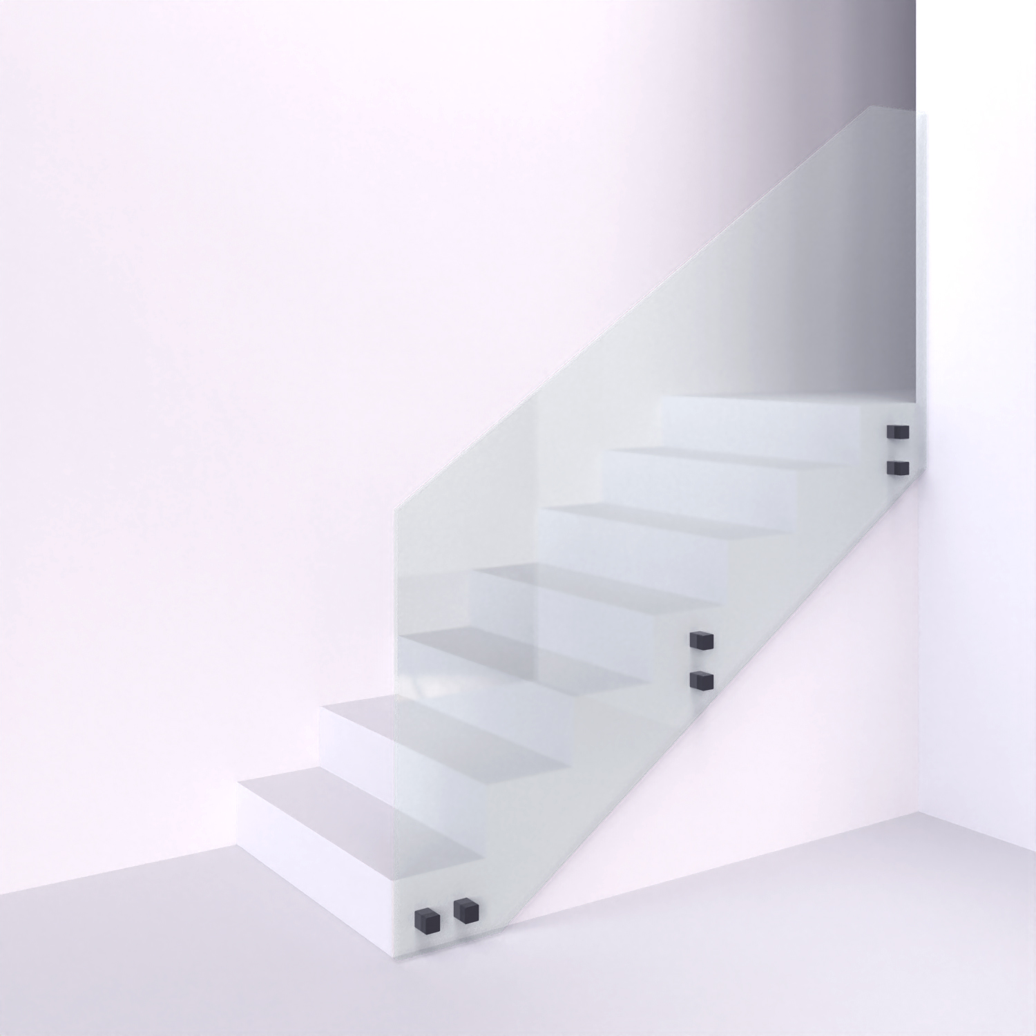 Celoskleněné zábradlí se sklem na hranatých terčích