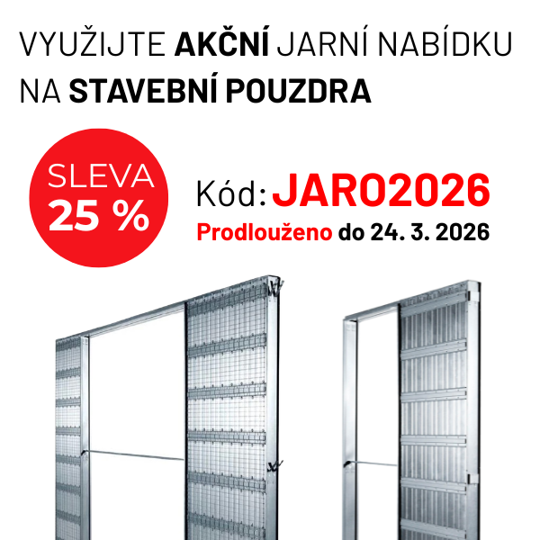 Využijte AKCI na stavební pouzdra JAP pro posuvné dveře. Sleva 25 %, doručení ZDARMA do 24 hodin. - AKCE PRODLOUŽENA! Kód JARO2026 platí do půlnoci 24. 3. 2026.
