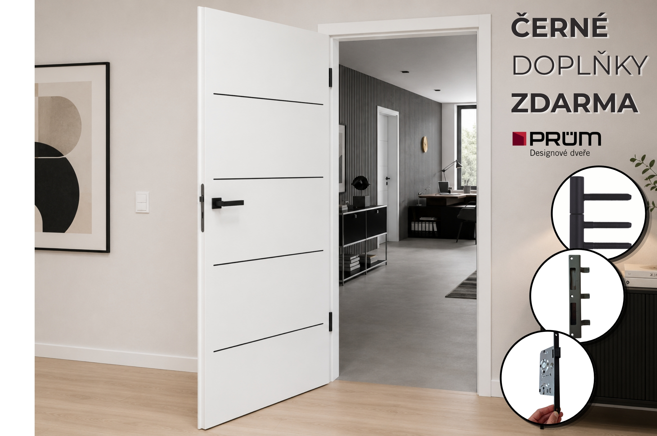 Využijte akční nabídku na dveře PRÜM G-TEC a získejte elegantní černé doplňky ZDARMA!